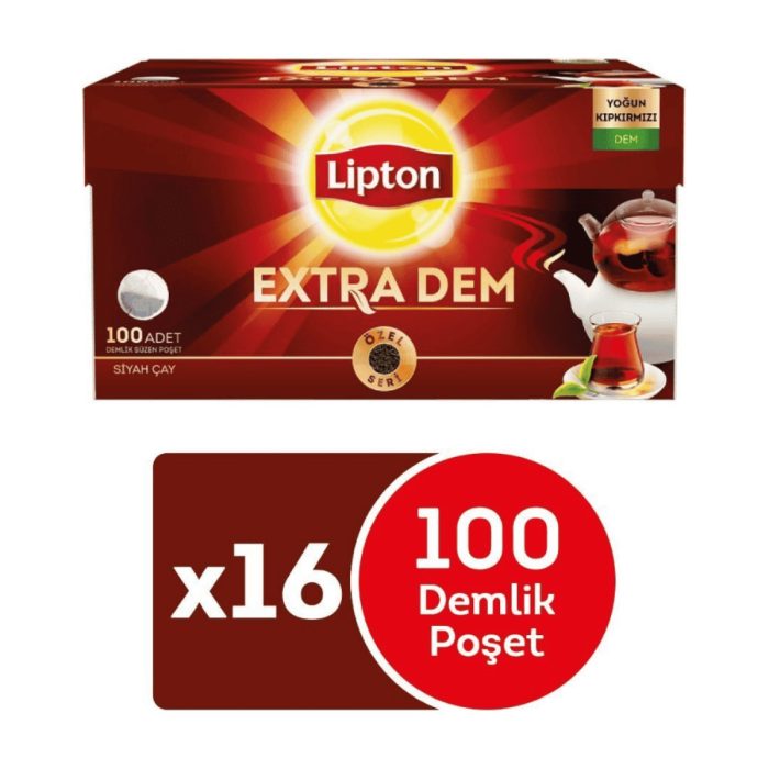 Lipton Extra Dem Demlik Süzen Poşet Siyah Çay 100lü