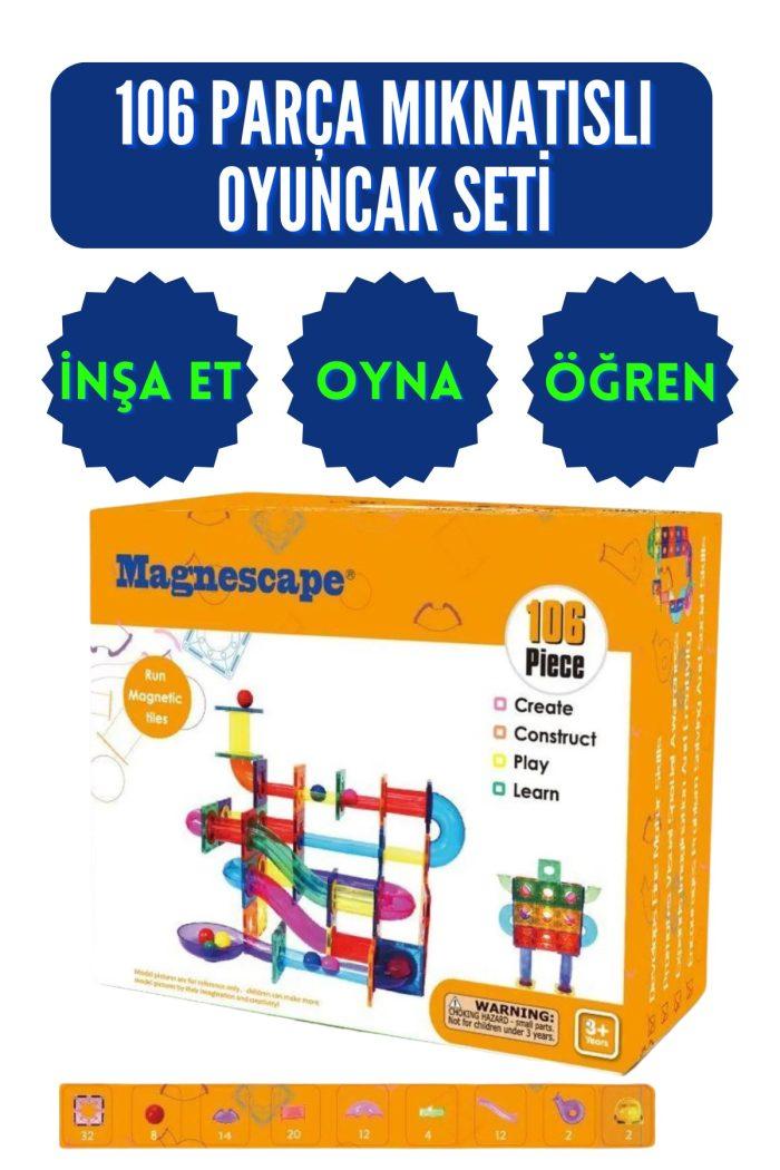 Toyika Magnespace Run Magnetic Tiles 3 Boyutlu Mıknatıslı Yapı Oyuncak Seti 106 Parça
