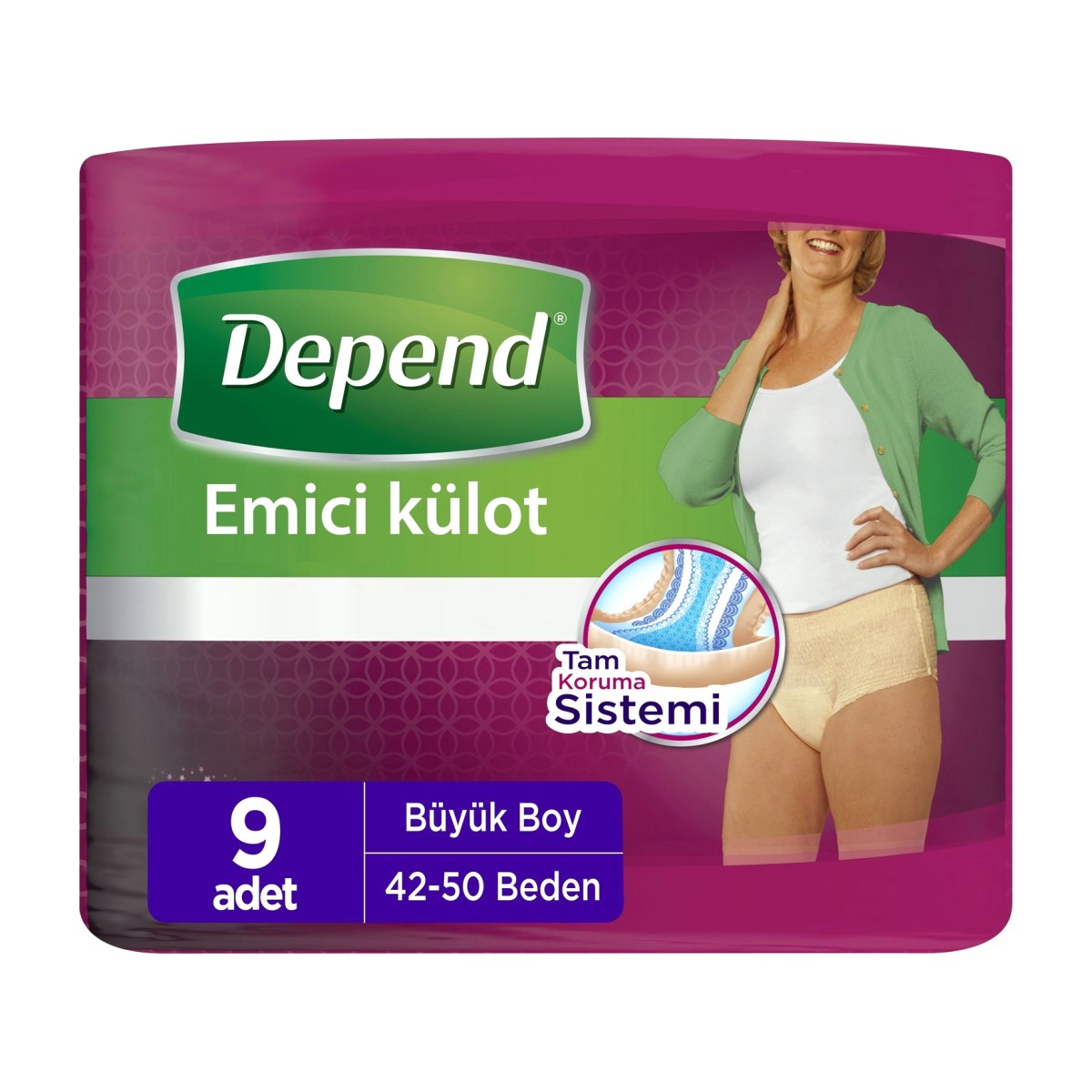 Depend Emici Külot Kadın Büyük Boy L 9'lu Hasta Bezi 1 Depend Emici Külot Kadın Büyük Boy L 9'lu Hasta Bezi
