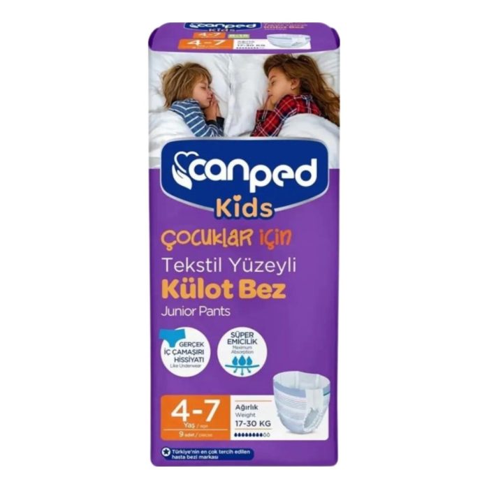 Canped Kids Tekstil Yüzeyli 4-7 Yaş 9'lu Çocuk Külotlu Hasta Bezi