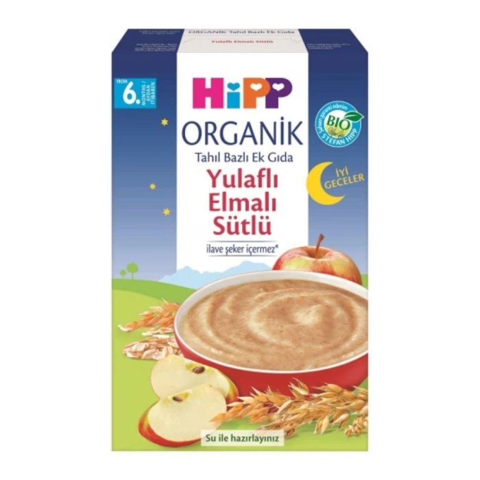 Hipp Organik İyi Geceler Sütlü Yulaflı Elmalı Tahıl Bazlı Ek Gıda 250 gr 4 Adet