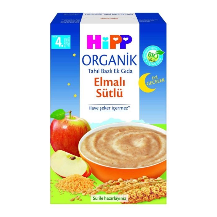 Hipp Organik İyi Geceler Elmalı Sütlü Tahıl Bazlı Ek Gıda 250 gr 4 Adet