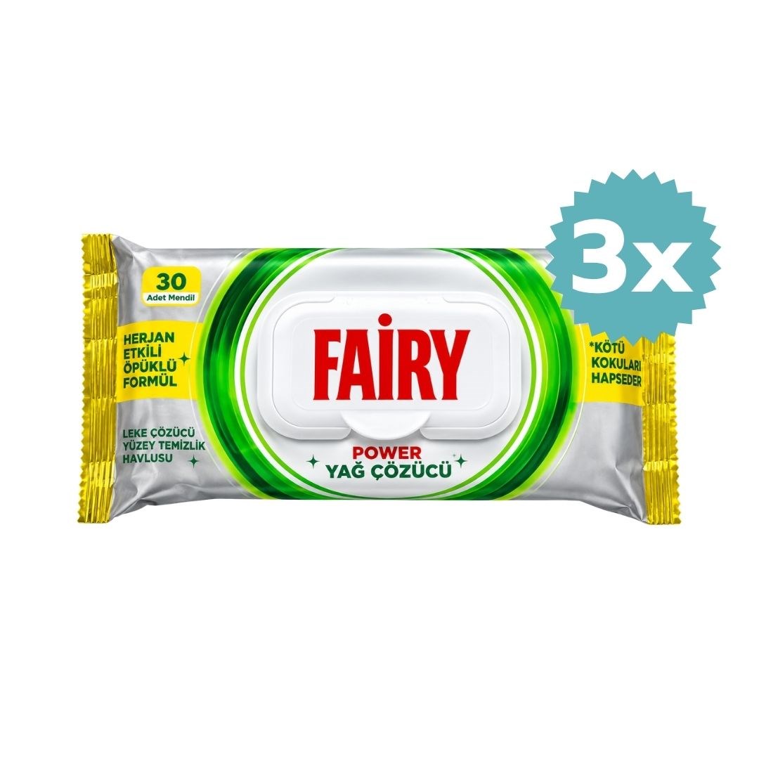 Fairy Yağ Çözücü Yüzey Temizleme Havlusu 30 Yaprak 3'lü